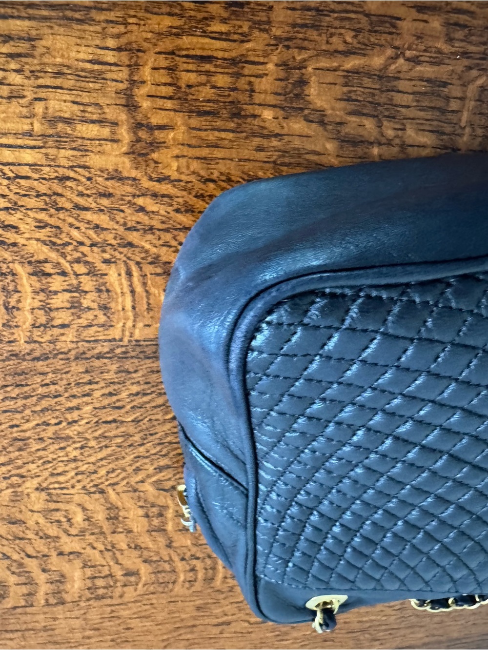 Bally Vintage Quilted Lambskin Midnight Blue Bag with Woven Chain - Picture 9 of 16